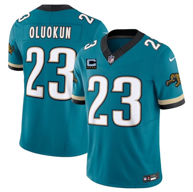 Men's Teal Jacksonville Jaguars #23 Foye Oluokun 2025 F.U.S.E. With 4-Star C Patch Prowler Throwback Vapor Limited Stitched Football Jersey